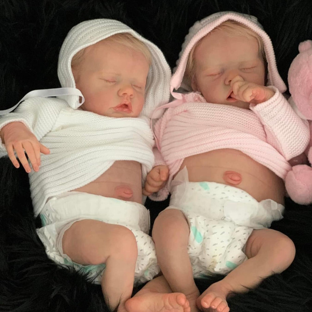 17 Inches Twin Reborn Dolls With Short Blonde Hair