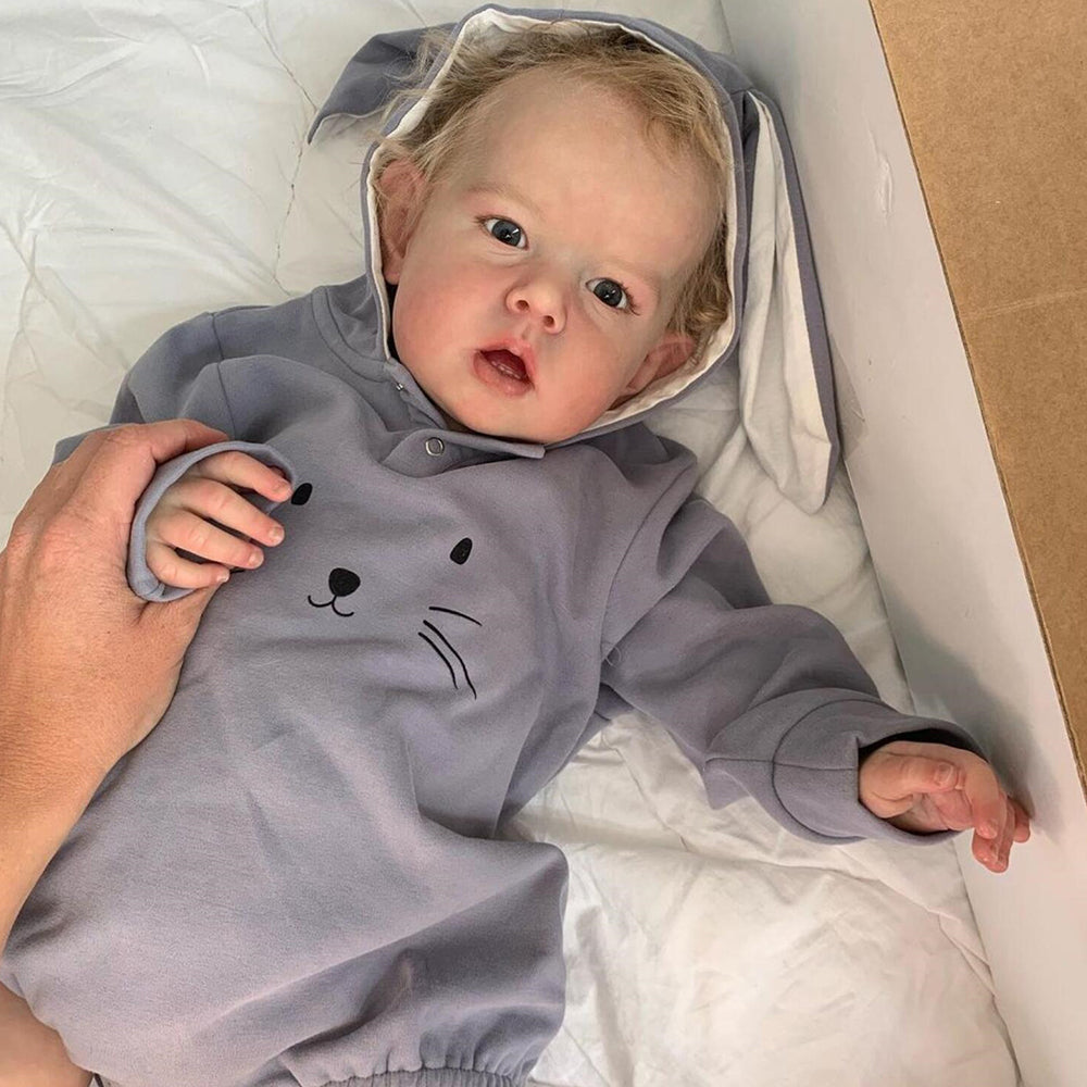 75 Cm Cyril-Reborn Baby With Blonde Hair And Open Eyes