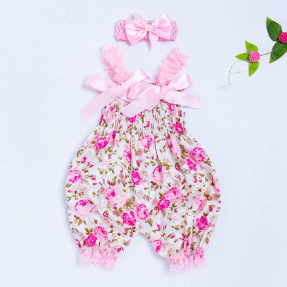 Floral Suspenders Two-piece Suit for Reborn Dolls of 19-22 inches