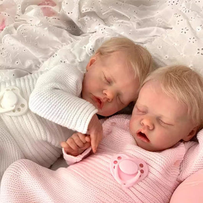 17 Inches Twin Reborn Dolls With Short Blonde Hair