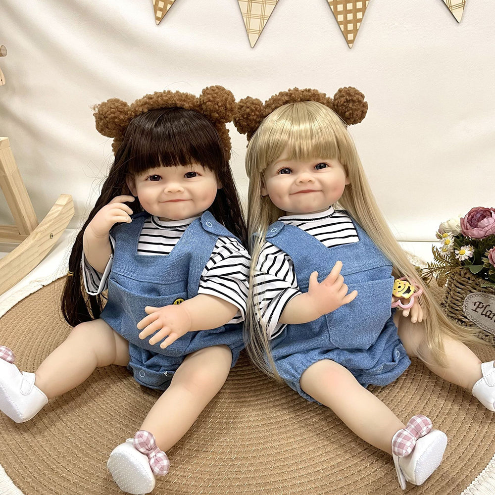 22 Inches Reborn Doll Twin Girls With Long Hair - Raya