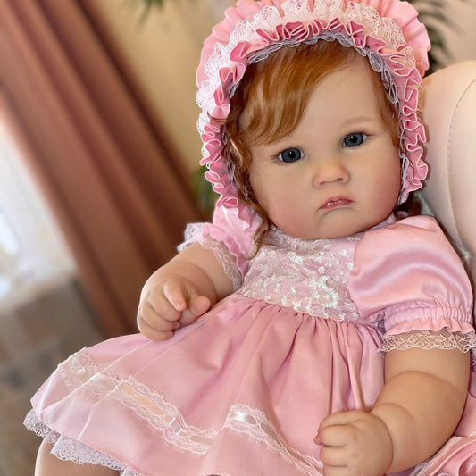 60 cm Zone Reborn Doll with open eyes and brown hair - Charlotte