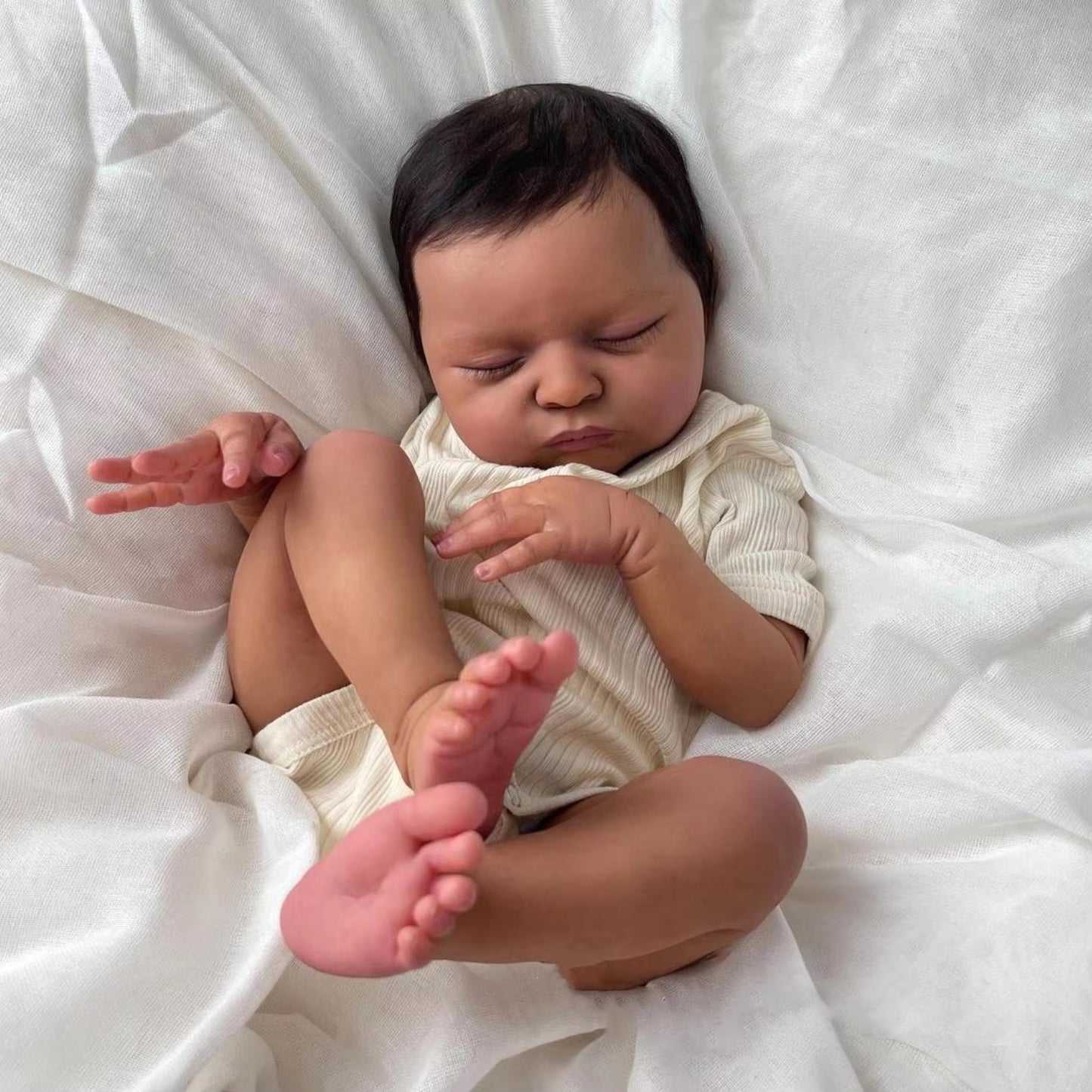 20 Inches Lifelike Closed Eyes Dark Skin Reborn Doll-Laura