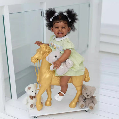 African American Reborn Doll With 60Cm Smile And Cloth Body- Mila