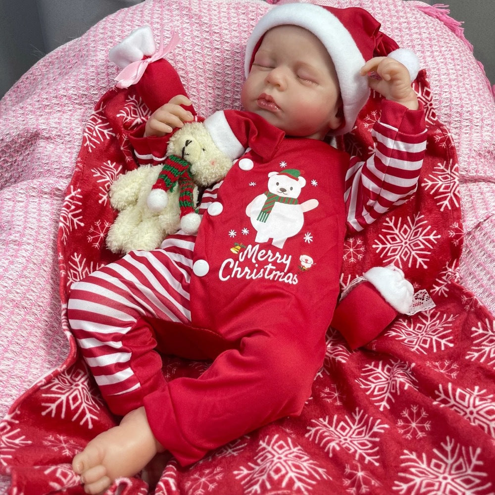 Shirley 20 inch Sleeping Reborn Dolls Girl with Christmas Clothes - Loulou