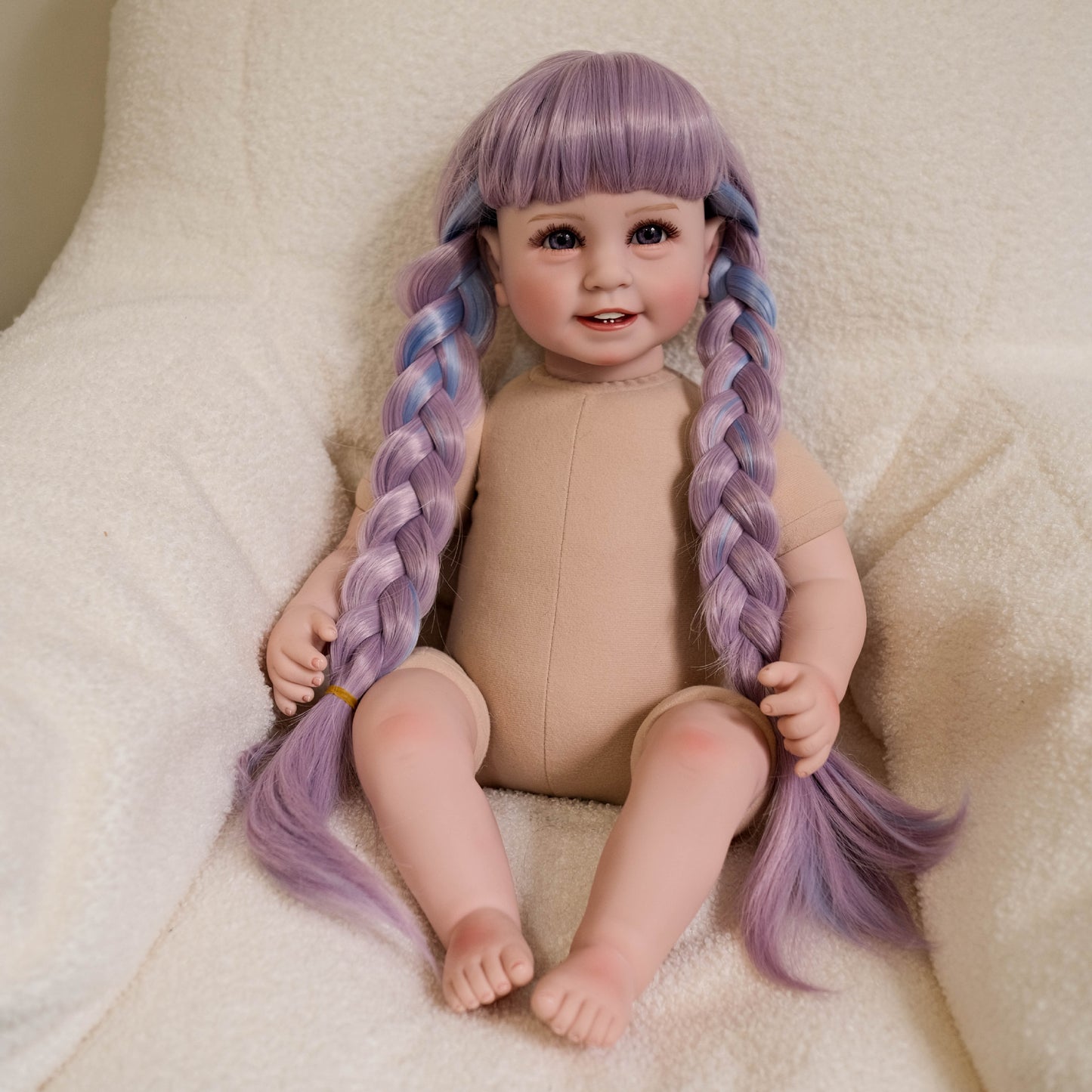 22 Inches Open Eyes Long Colorful Braid Reborn Doll Girl