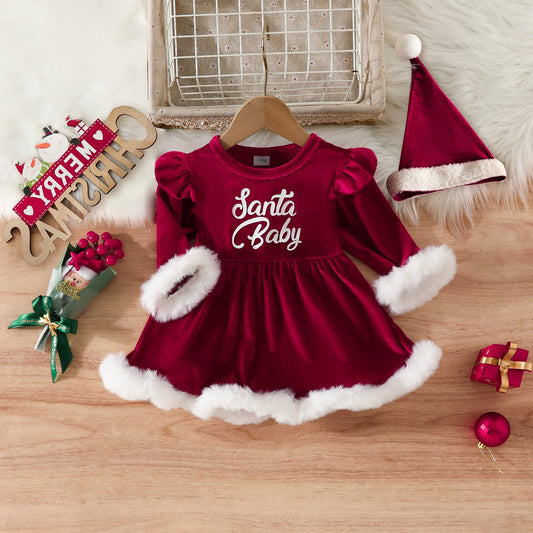 2-Piece Christmas Dress and Hat Set for 20-24 Inch Reborn Dolls