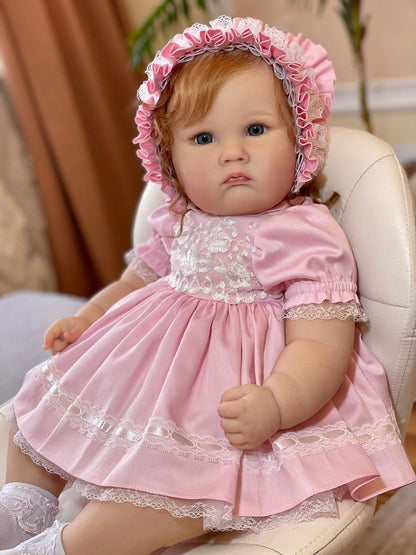 60 cm Zone Reborn Doll with open eyes and brown hair - Charlotte