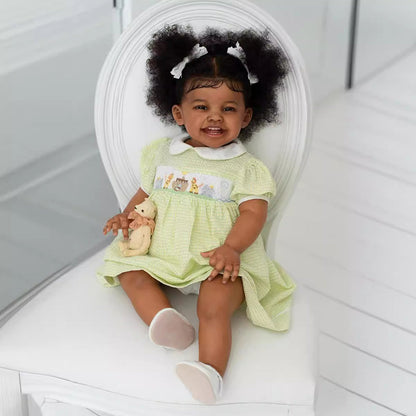 African American Reborn Doll With 60Cm Smile And Cloth Body- Mila