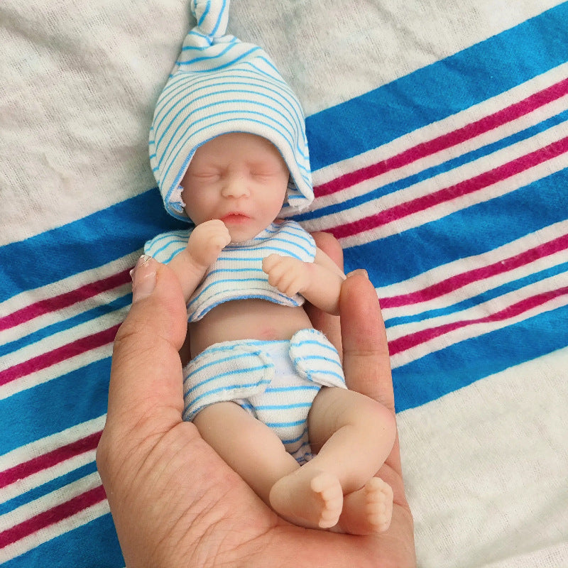 6 inches/15cm Closed Eyes Mini Full Silicone Reborn Doll Girl/Boy-Darren