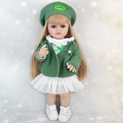 22 Inches Open Eyes Long Hair Reborn Baby Girls With Sweater -Betty