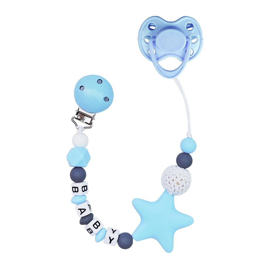 Cute Silicone Pacifier Chain and Magnetic Pacifiers 2 Piece Set