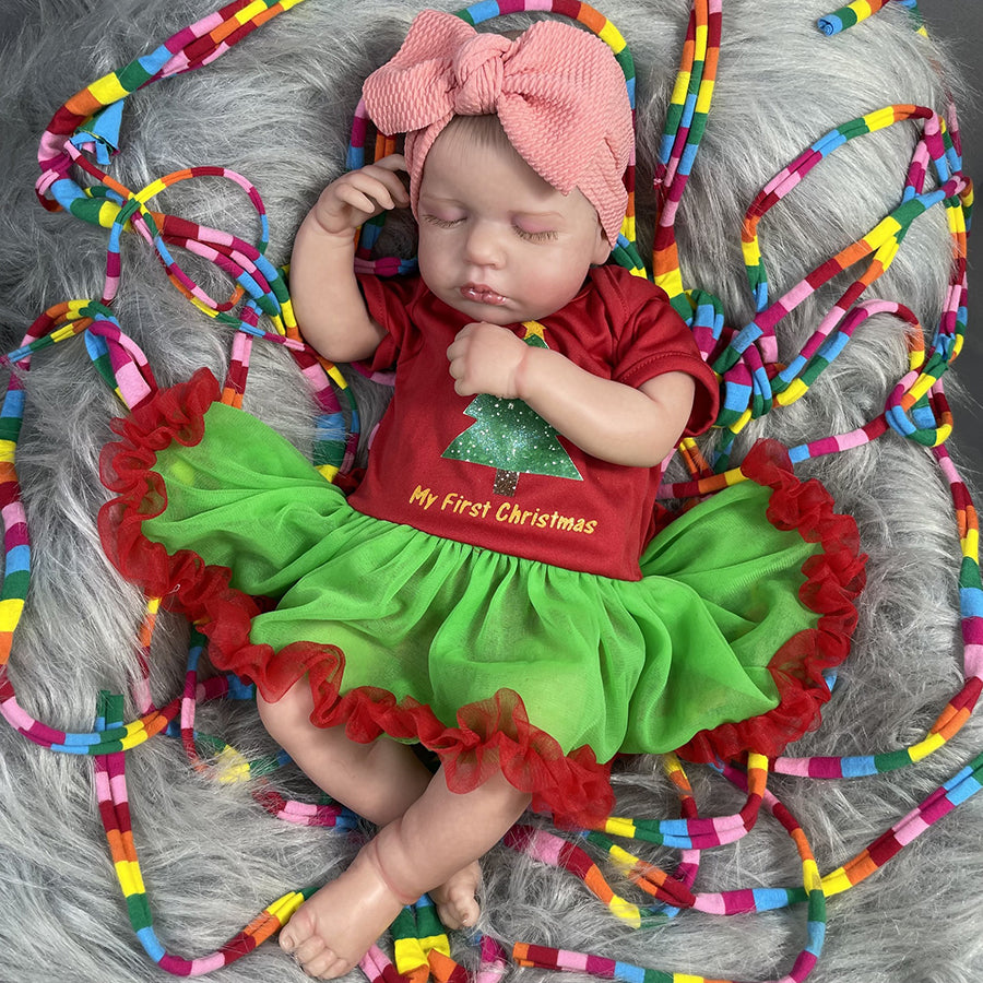 20 inch Sleeping Girl Reborn Dolls with Christmas Clothes - Loulou