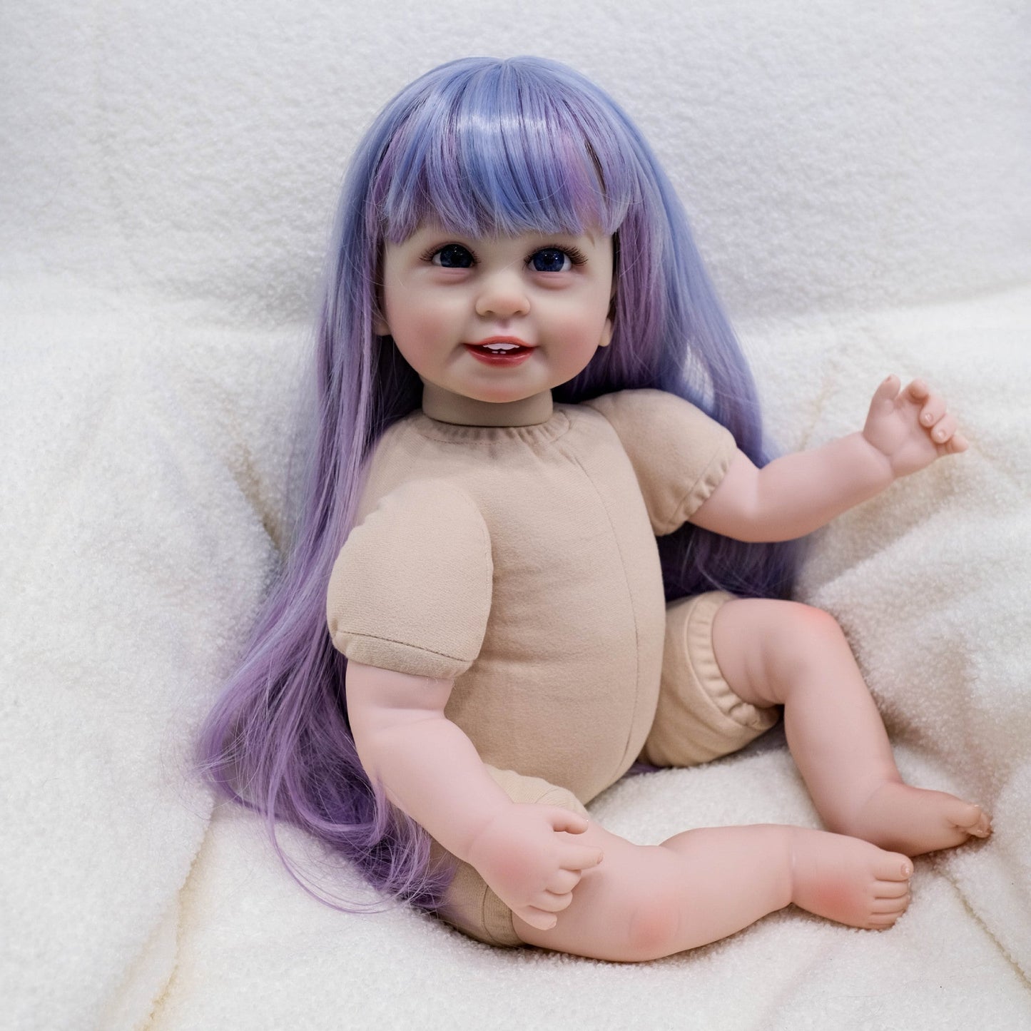 22 Inches Open Eyes Long Colorful Hair Reborn Doll Girl