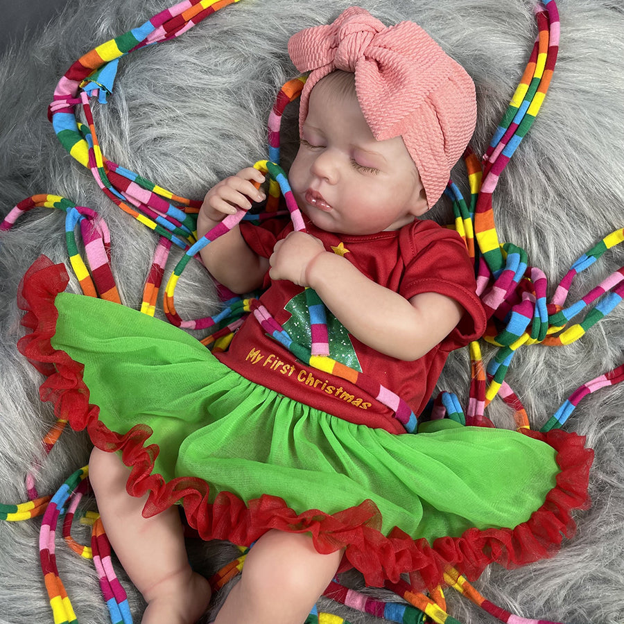 20 inch Sleeping Girl Reborn Dolls with Christmas Clothes - Loulou