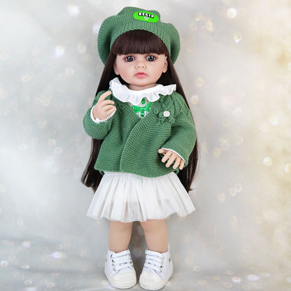 22 Inches Open Eyes Long Hair Reborn Baby Girls With Sweater -Betty