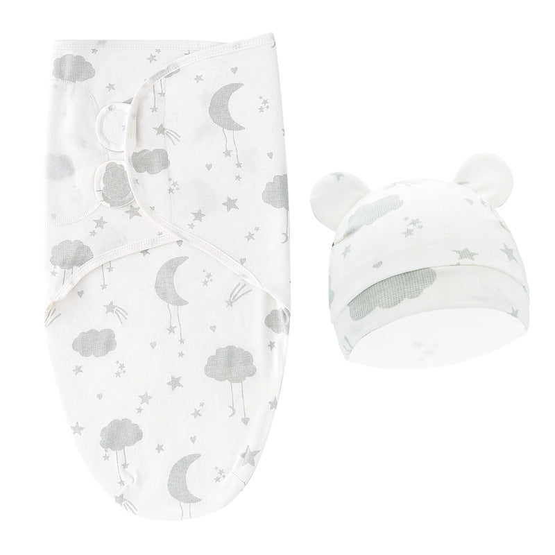 Star Newborn Swaddle Sleeping Bag Fetal Cap 2 Piece Set