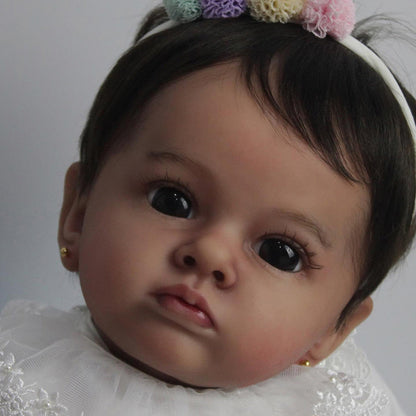 24 Inches Cherry Reborn dolls with short hair and dark skin