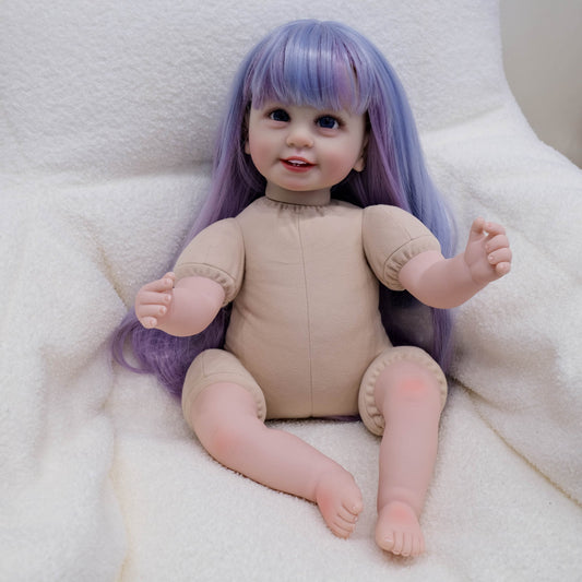 22 Inches Open Eyes Long Colorful Hair Reborn Doll Girl