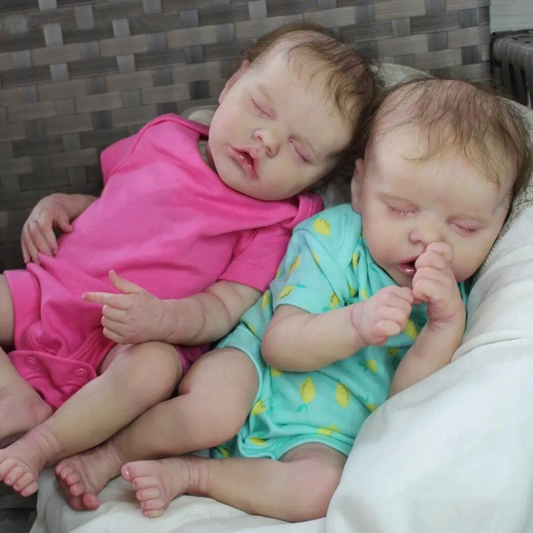 17 Inch Twin Girls Reborn Dolls With Short Hair