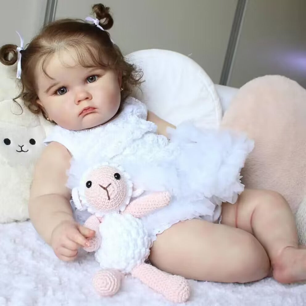 60cm Reborn Susan doll with open eyes and brown hair