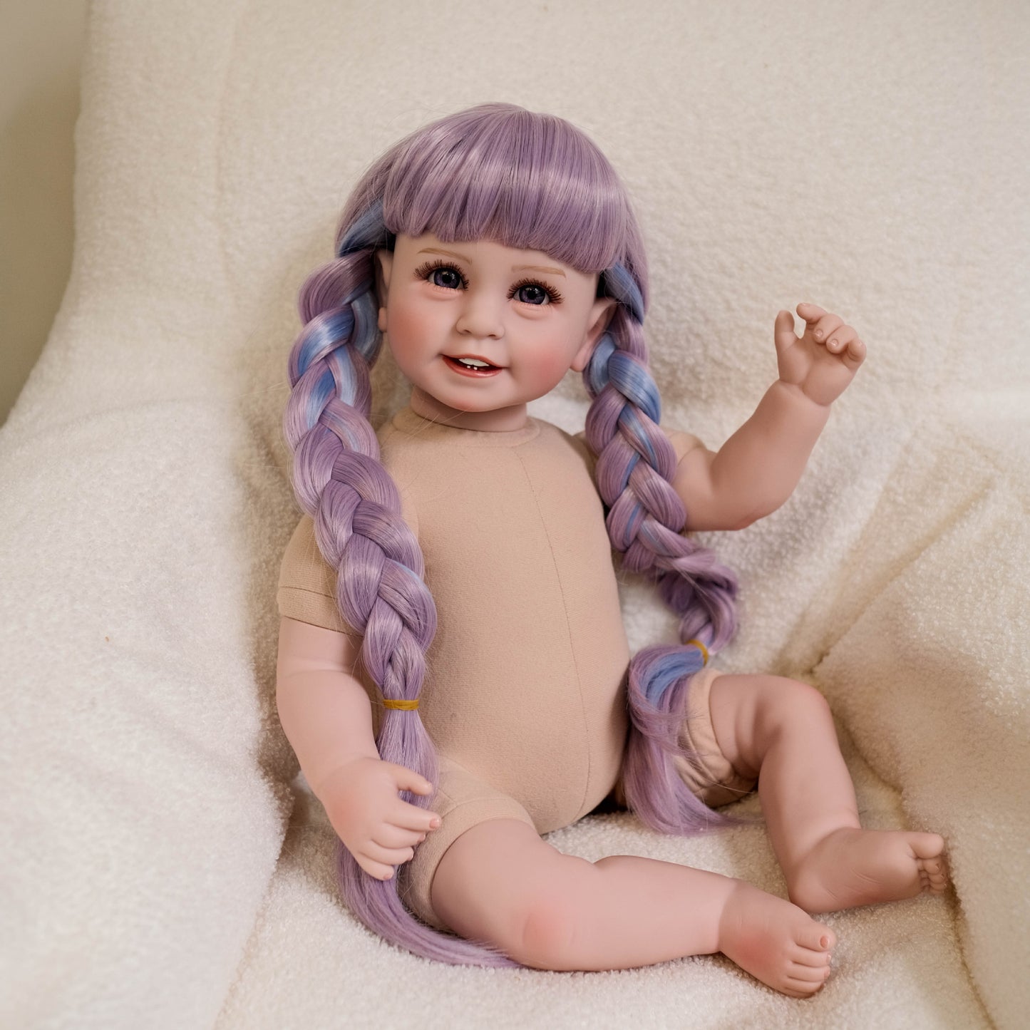 22 Inches Open Eyes Long Colorful Braid Reborn Doll Girl