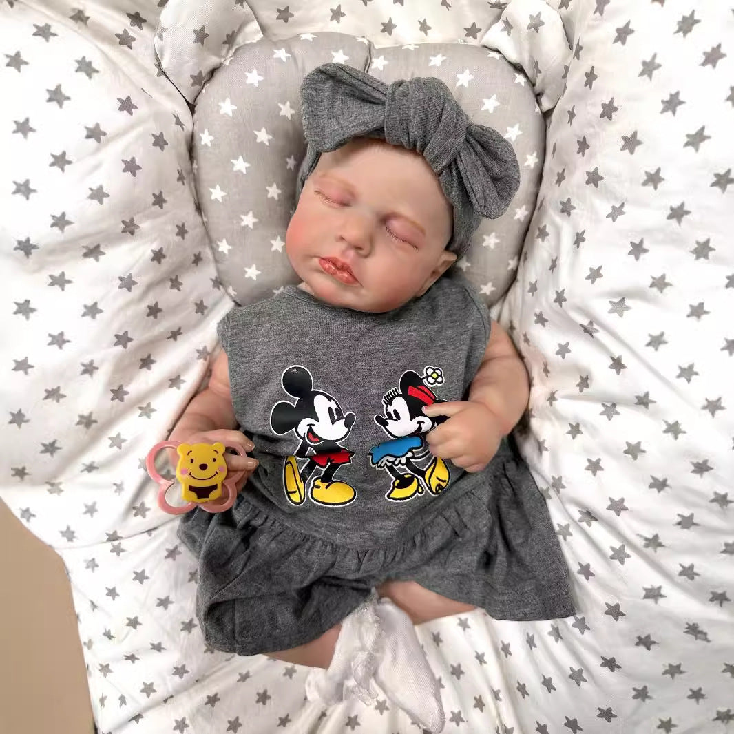 19 inches Closed Eyes Reborn Doll in Gray Clothes-Loulou