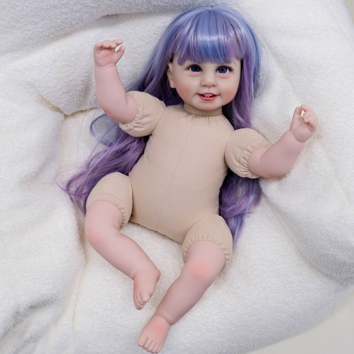 22 Inches Open Eyes Long Colorful Hair Reborn Doll Girl