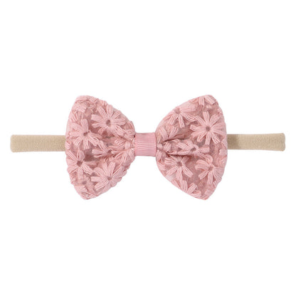 Bow Embroidered Baby Headband