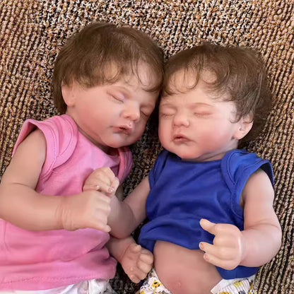 18 inch Twin Reborn Dolls with Closed Eyes and Hair-Sam