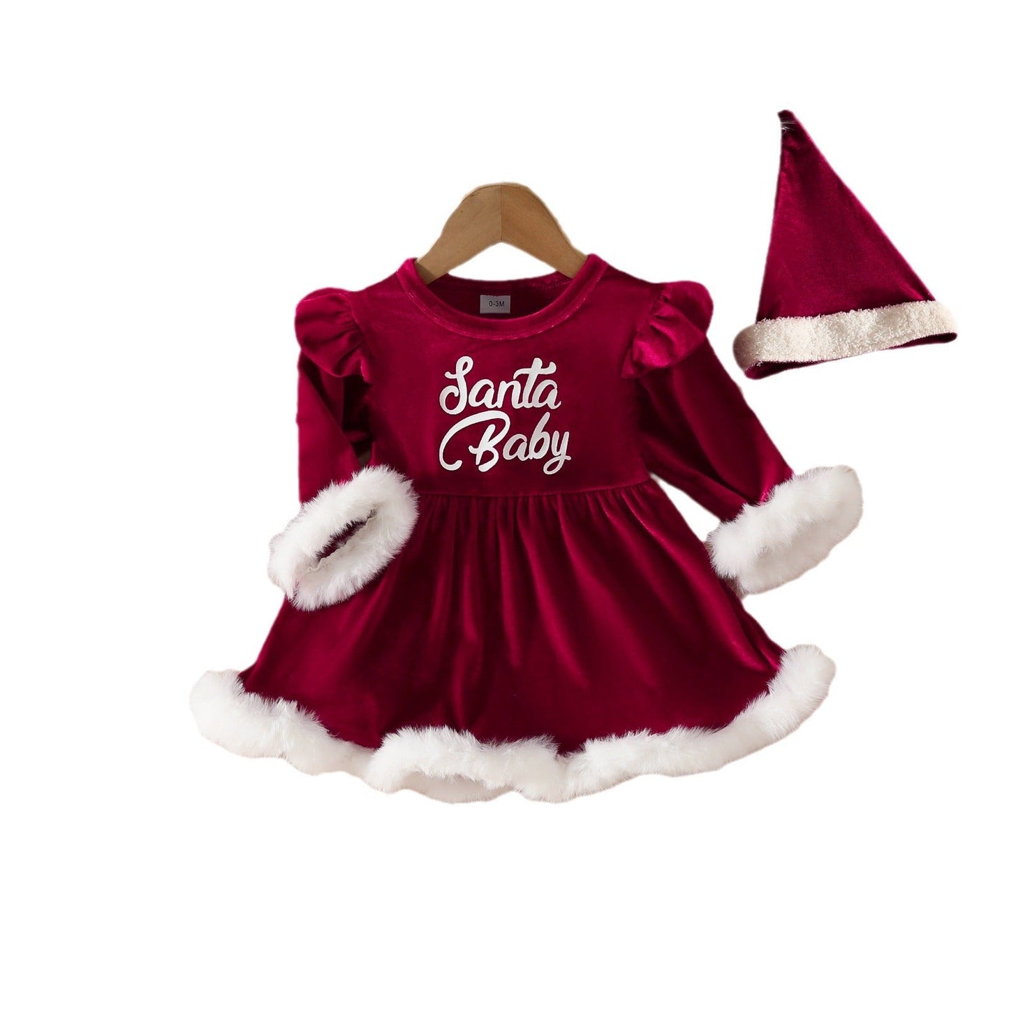 2-Piece Christmas Dress and Hat Set for 20-24 Inch Reborn Dolls