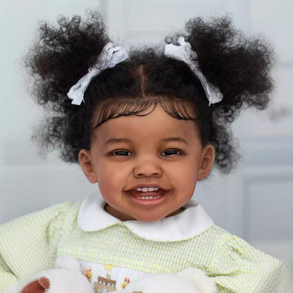 African American Reborn Doll With 60Cm Smile And Cloth Body- Mila