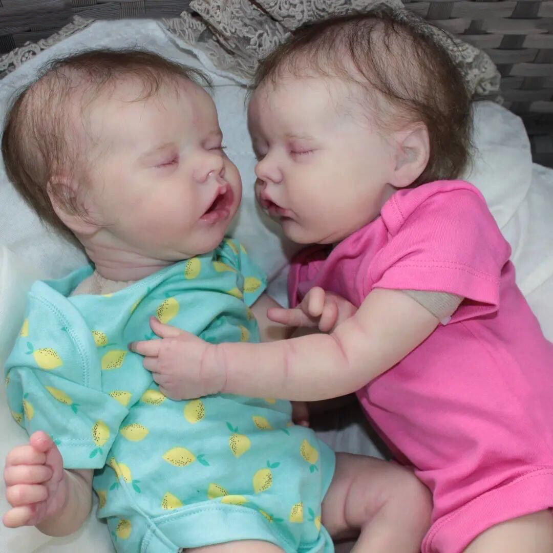 17 Inch Twin Girls Reborn Dolls With Short Hair