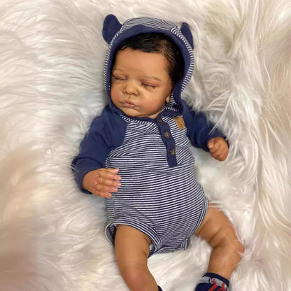 19 Inches Alan Closed Eyes African American Reborn Baby Doll-Romy