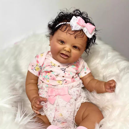 Bonnie 24 inch/60 cm Reborn Doll with Open Eyes and Dark Skin - Kodi