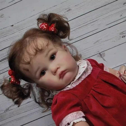 Stella 60cm Reborn Doll with blue eyes and red dress