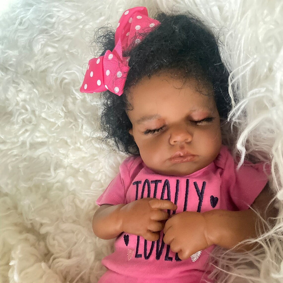 20 Inch Closed Eyes African American Reborn Dolls-Loulou