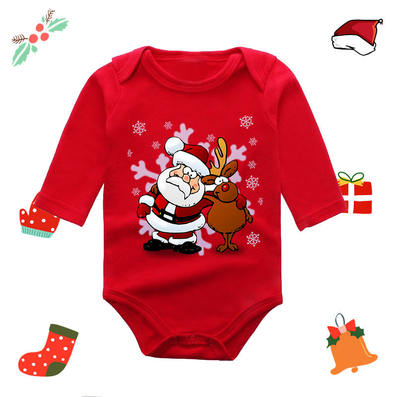 Christmas Reindeer Print Long Sleeve Red Romper for 20-22 Inches Reborn Doll