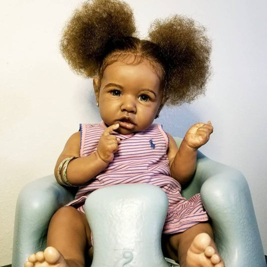 22 inches Curly Hair African American Reborn Doll-Saskia