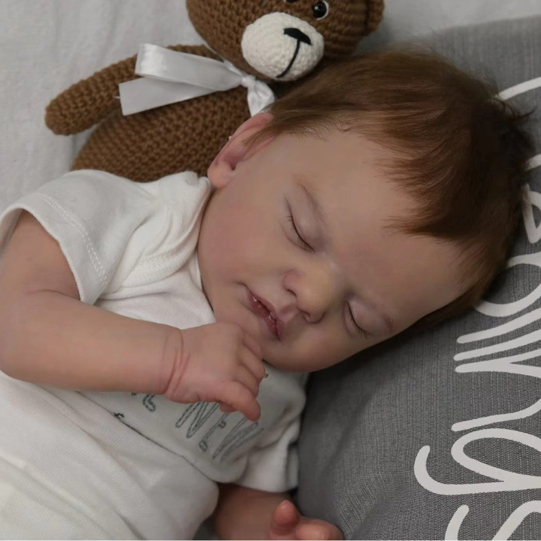 18 Inches Lifelike Closed Eyes Reborn Dolls with Short Hair-Sam