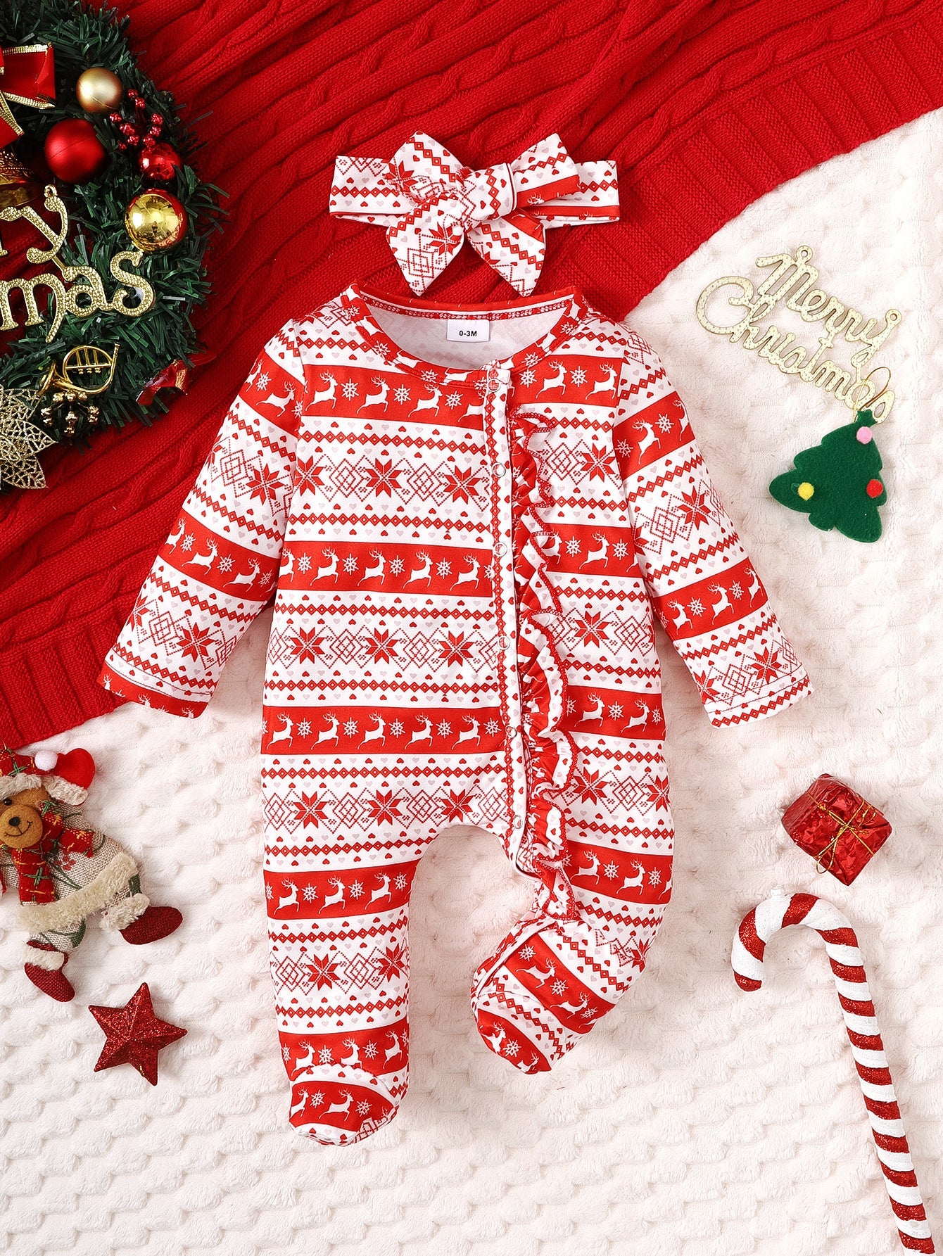 Christmas Jumpsuit Set for 20-24 Inch Reborn Dolls