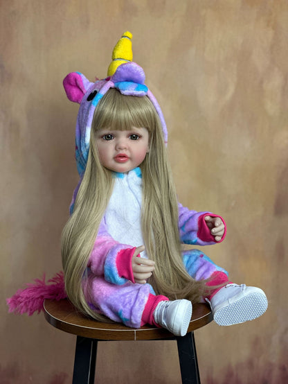 22 Inches Open Eyes Long Blonde Hair Reborn Doll Girls -Betty