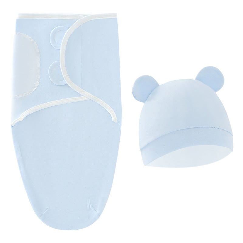 Color Matching Newborn Swaddle Sleeping Bag Fetal Cap 2 Piece Set