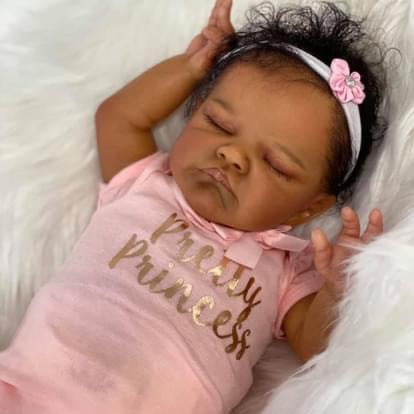 Andrea 19 Inches Lifelike Closed Eyes Dark Skin Reborn Doll-August