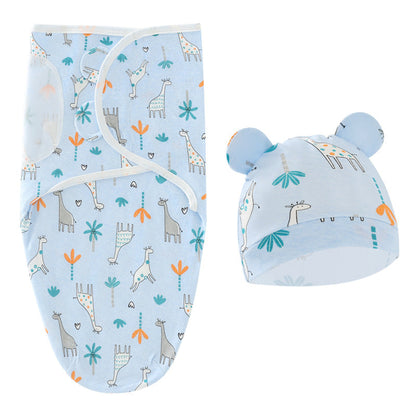 Giraffe Newborn Swaddle Sleeping Bag Fetal Cap 2 Piece Set