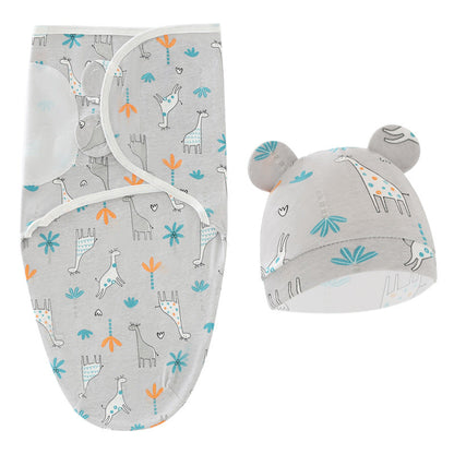 Giraffe Newborn Swaddle Sleeping Bag Fetal Cap 2 Piece Set