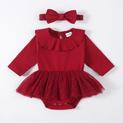 Sweet Princess Long Sleeve Two-Piece Romper Dress for 22-24 Inches Reborn Dolls