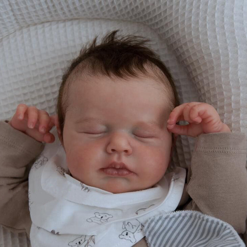 20 Inches Reborn Doll Boy With Closed Eyes And Brown Hair