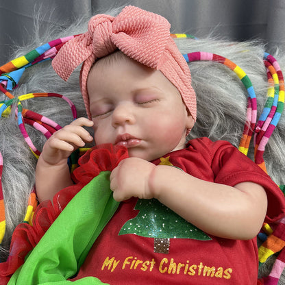 20 inch Sleeping Girl Reborn Dolls with Christmas Clothes - Loulou