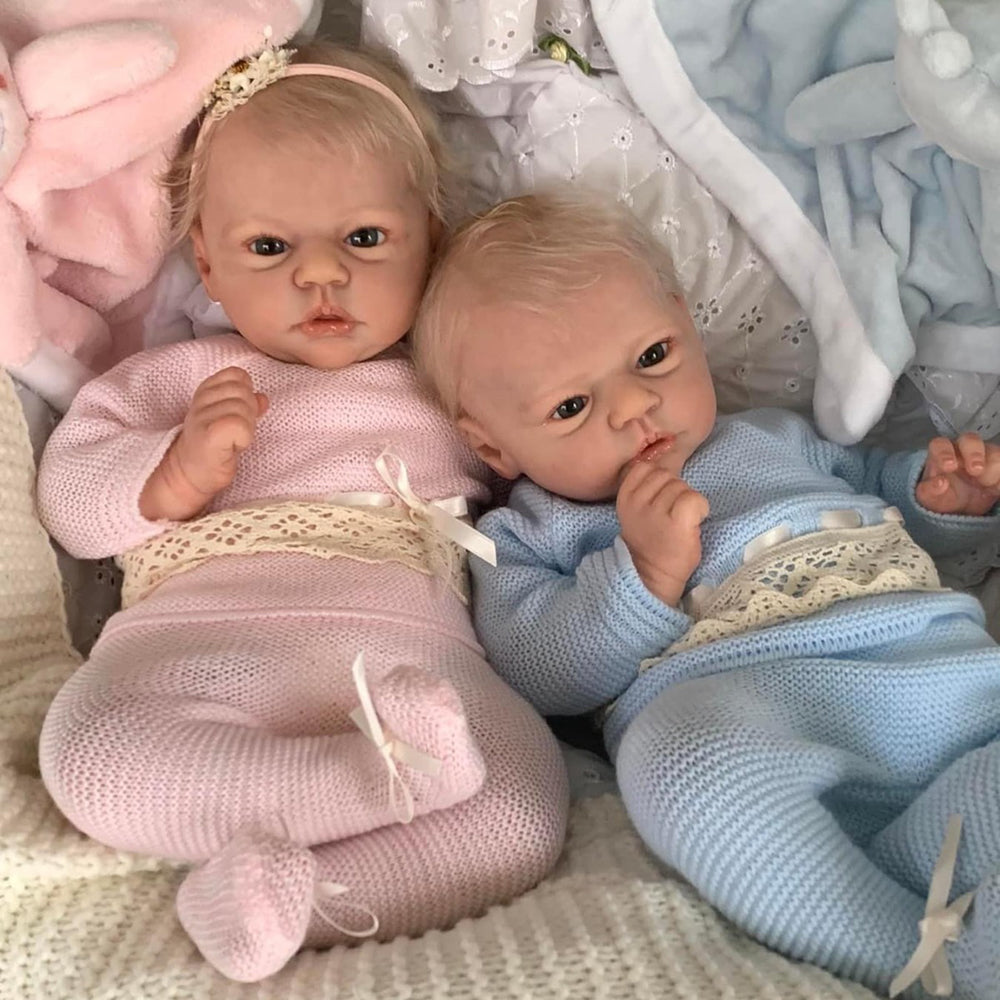 19 Inches Twin Reborn Dolls With Open Eyes And Short Blonde Hair